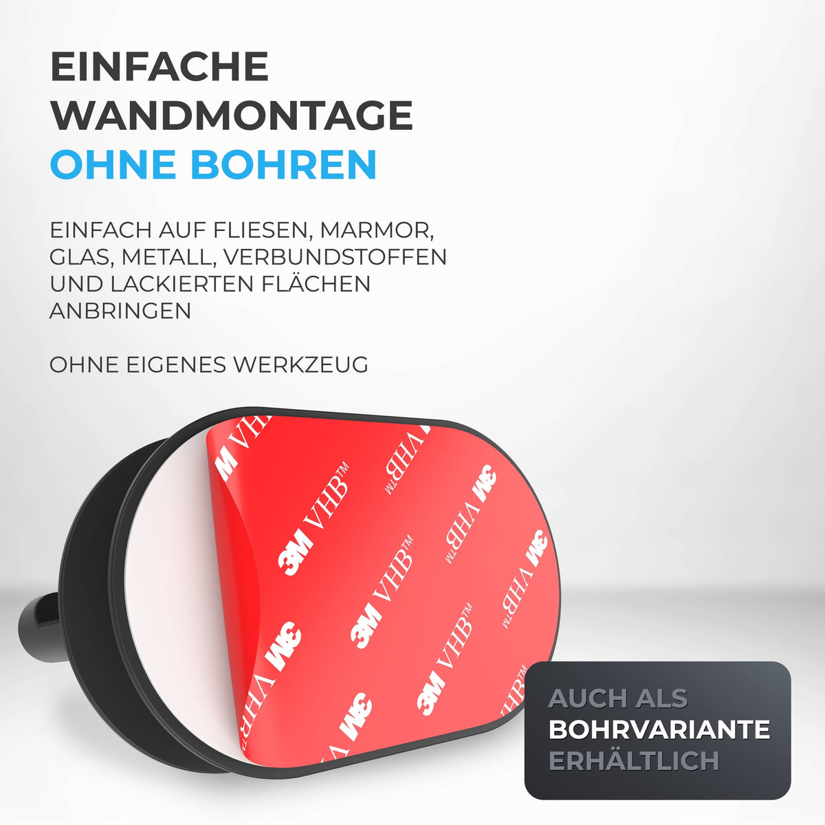 ovimar Haartrocknerhalter Rovaer – Edelstahl, schwarz matt, Wandmontage ohne Bohren