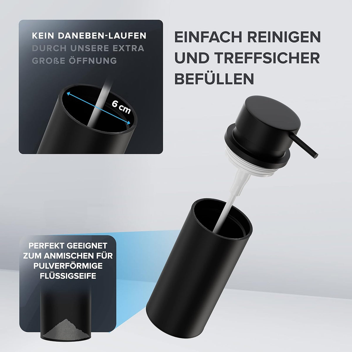 ovimar Seifenspender Zylinder Edelstahl in verschiedenen Farben