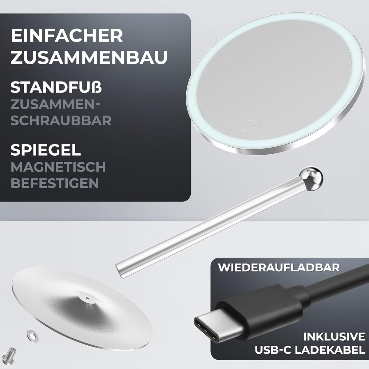 Kosmetikspiegel freistehend in verschiedenen Farben