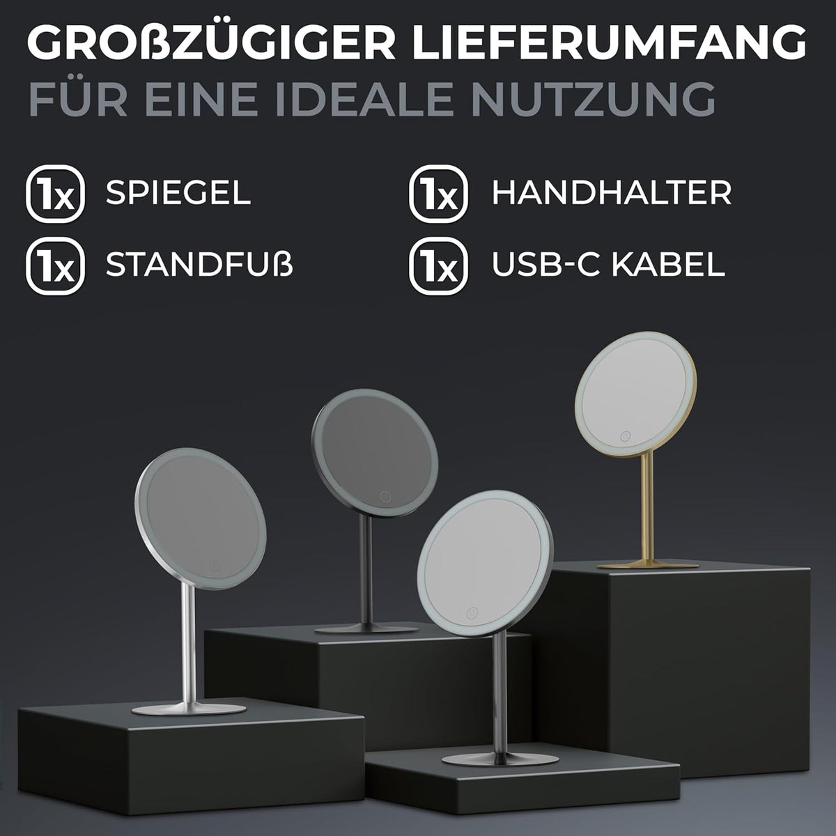 Kosmetikspiegel freistehend in verschiedenen Farben