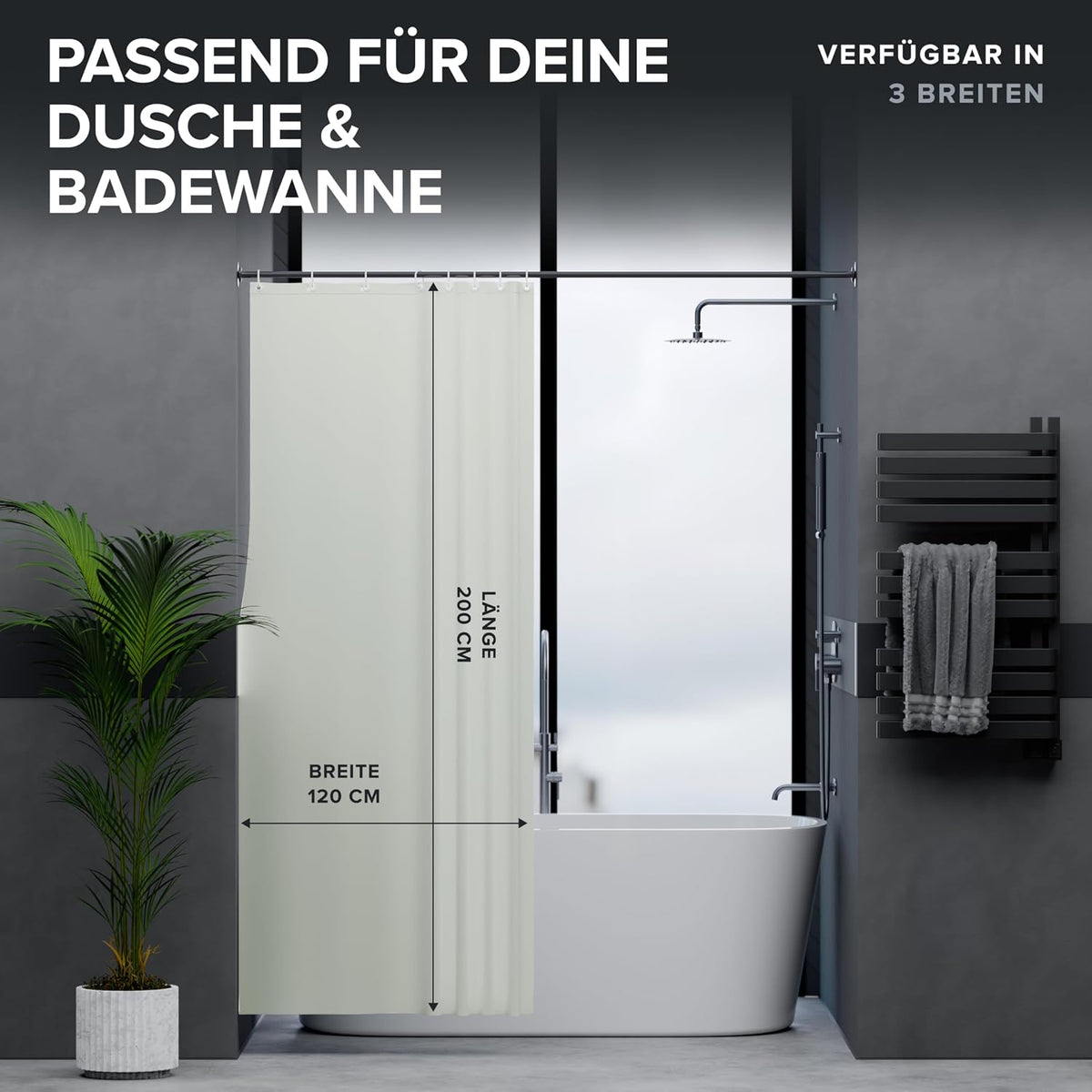 ovimar Duschvorhang in verschiedenen Farben und Größen