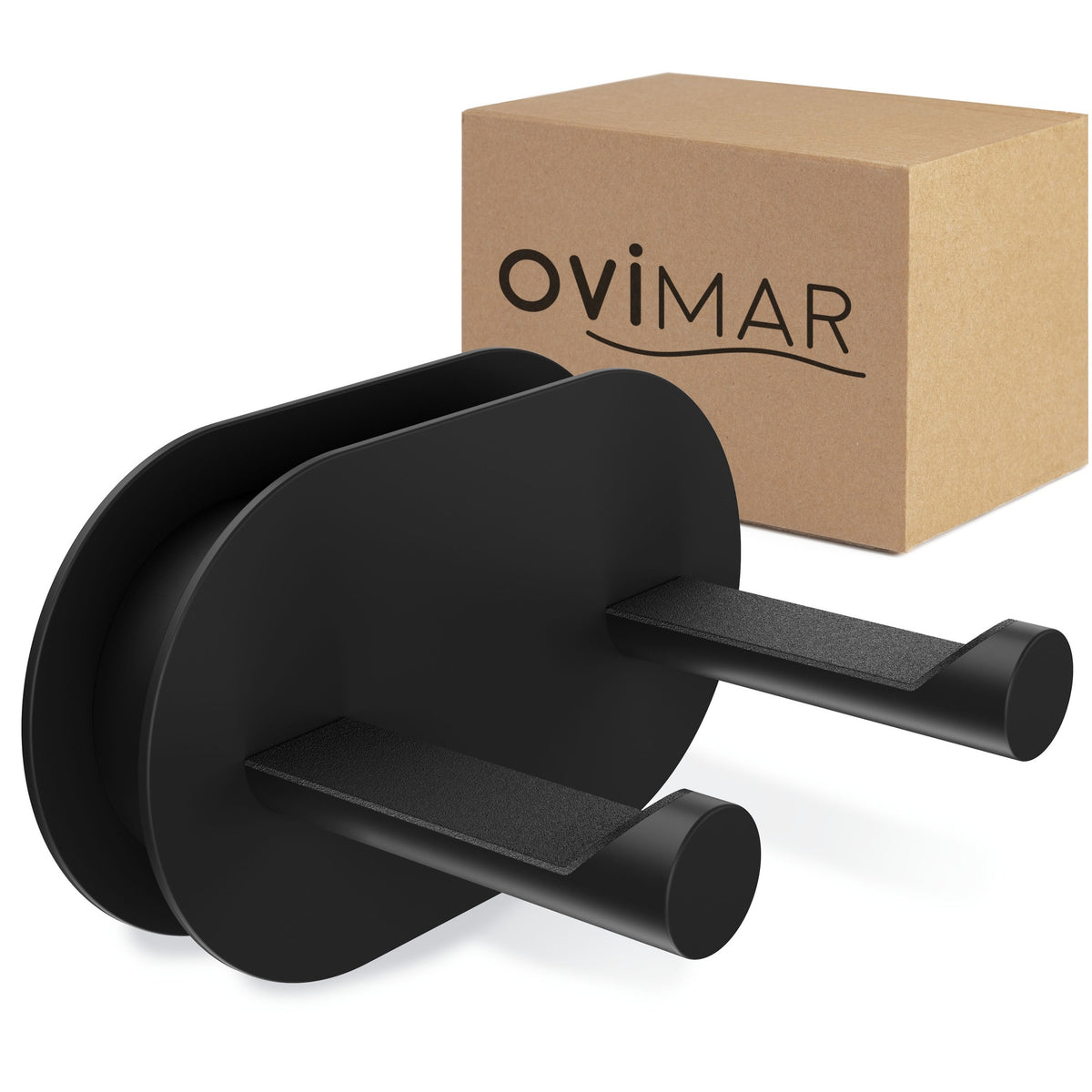 ovimar Haartrocknerhalter Rovaer – Edelstahl, schwarz matt, Wandmontage ohne Bohren