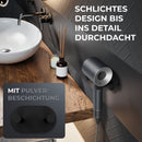 ovimar Haartrocknerhalter Rovaer – Edelstahl, schwarz matt, Wandmontage ohne Bohren