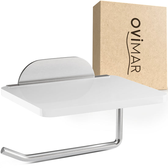 ovimar Papierrollenhalter mit Glasablage in verschiedenen Farben