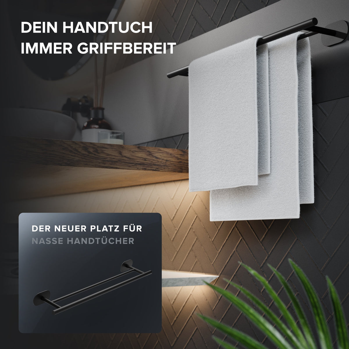 Badetuchstange doppelt 3M in verschiedenen Farben
