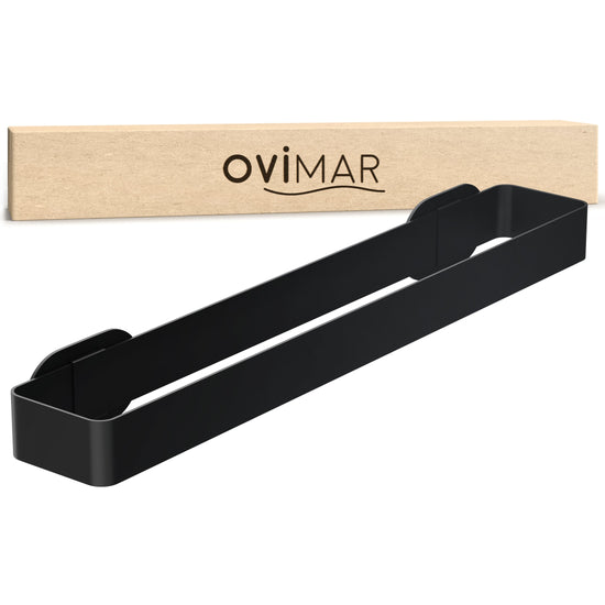 ovimar 2 in 1 Handtuchhalter Andoya – Edelstahl, schwarz, ohne Bohren
