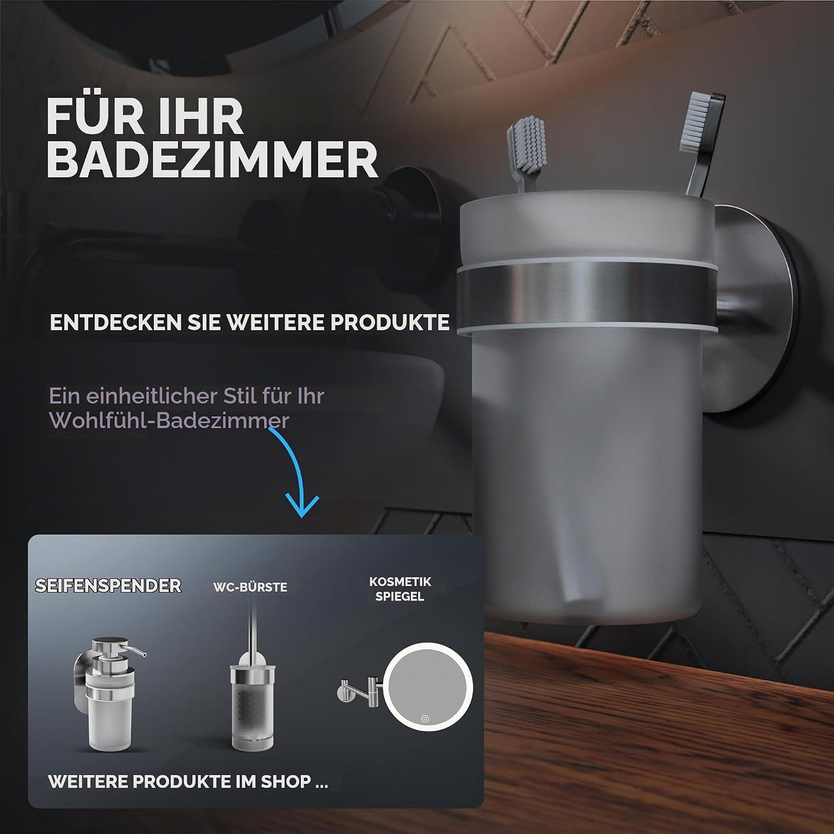 ovimar Zahnputzbecher in verschiedenen Farben zum Kleben oder zum Bohren