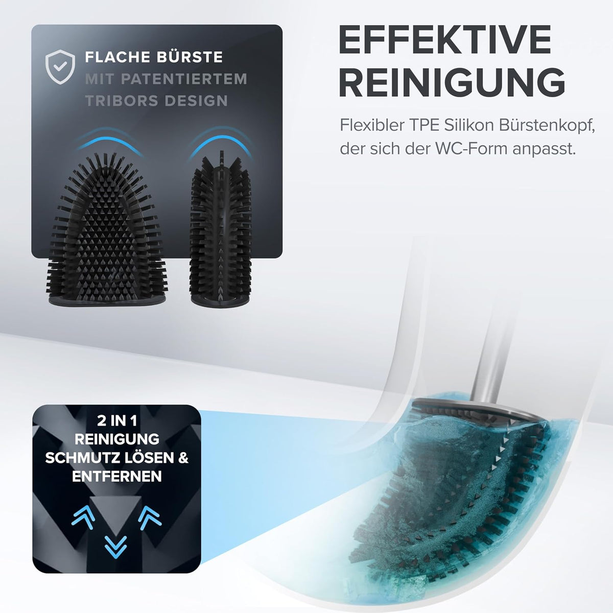 Ersatzbürsten flache WC Bürste 2er Set versch. Farben