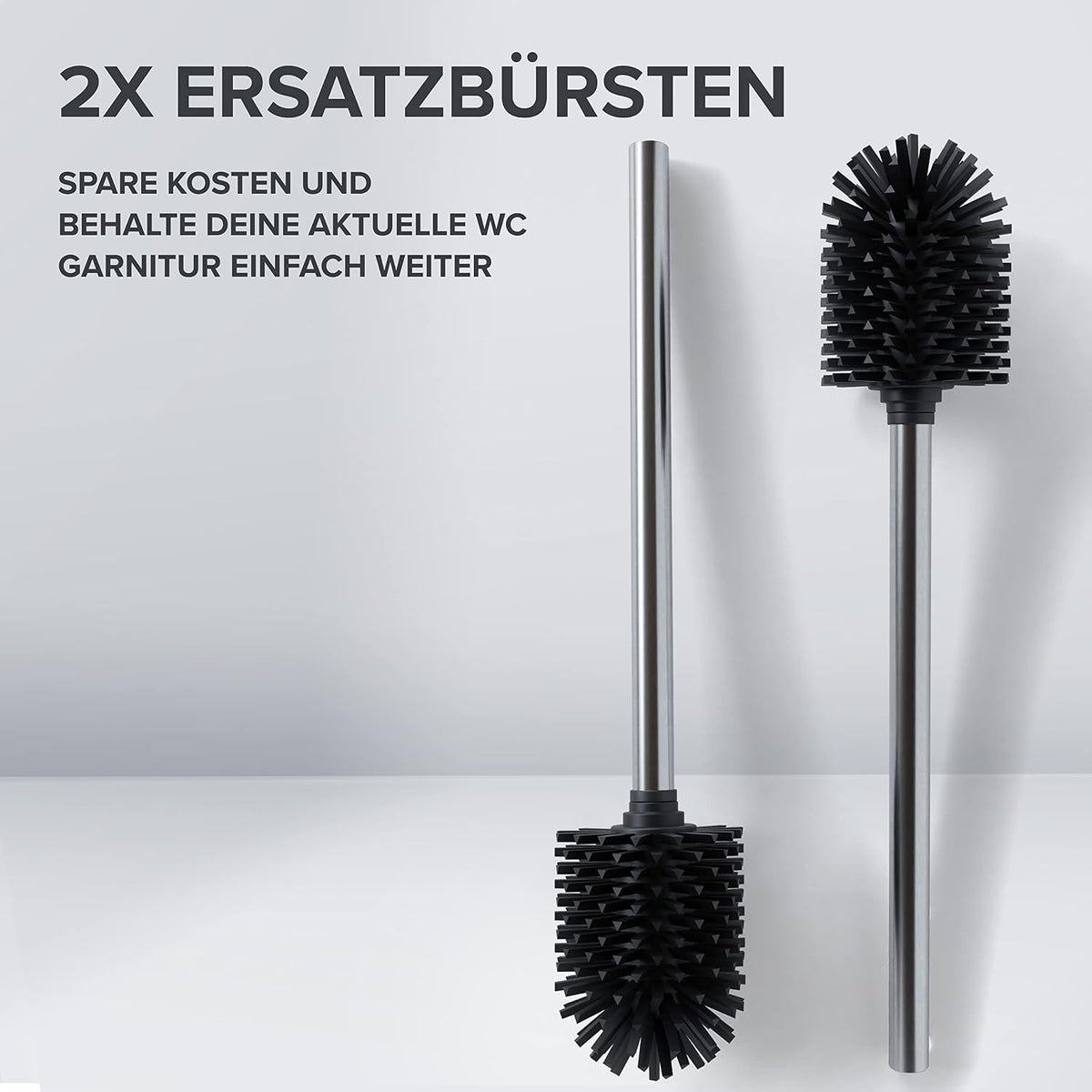 Ersatzbürsten 2er Set Edelstahlgriff in verschiedenen Farben